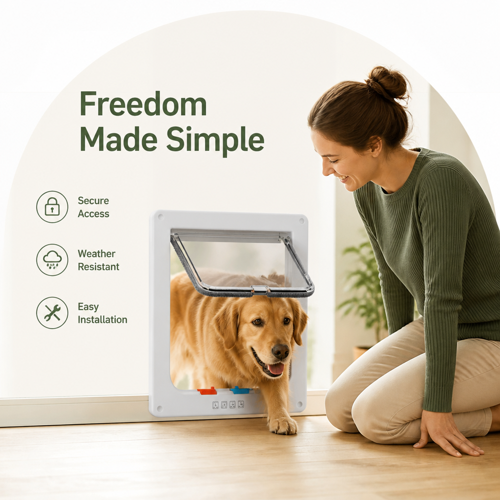 DogBedHouse 4-Way Locking Weatherproof Pet Door