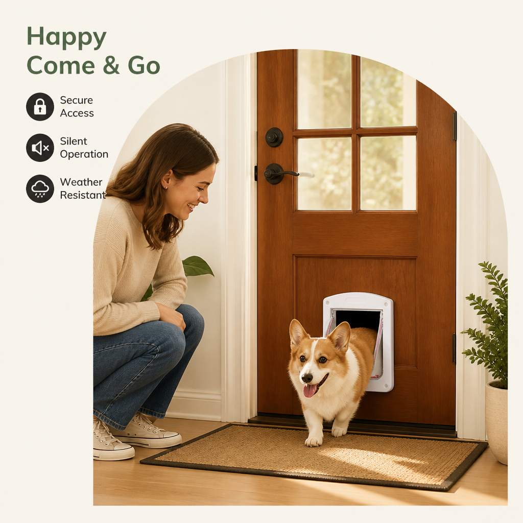 DogBedHouse 4-Way Locking & Weatherproof Pet Door