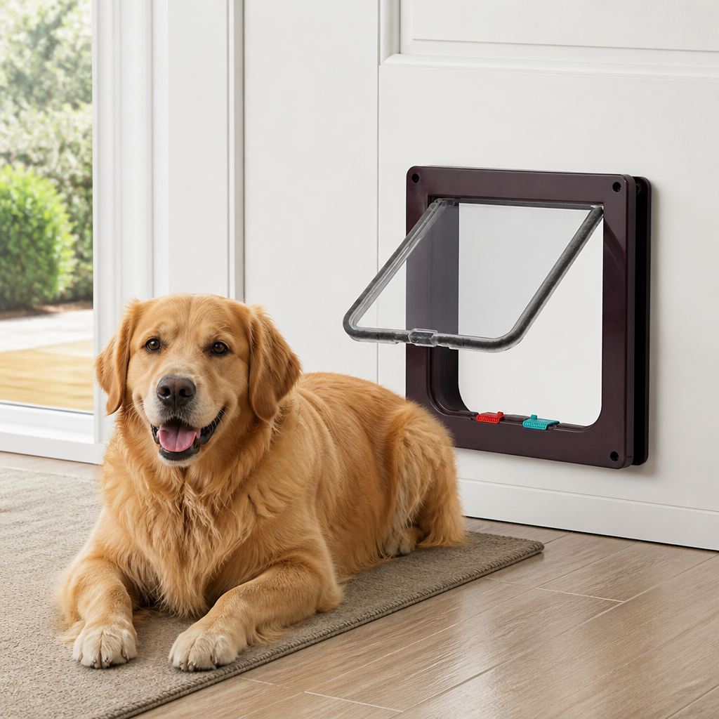 DogBedHouse 4-Way Locking Weatherproof Pet Door