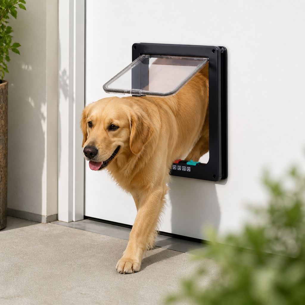 DogBedHouse 4-Way Locking Weatherproof Pet Door