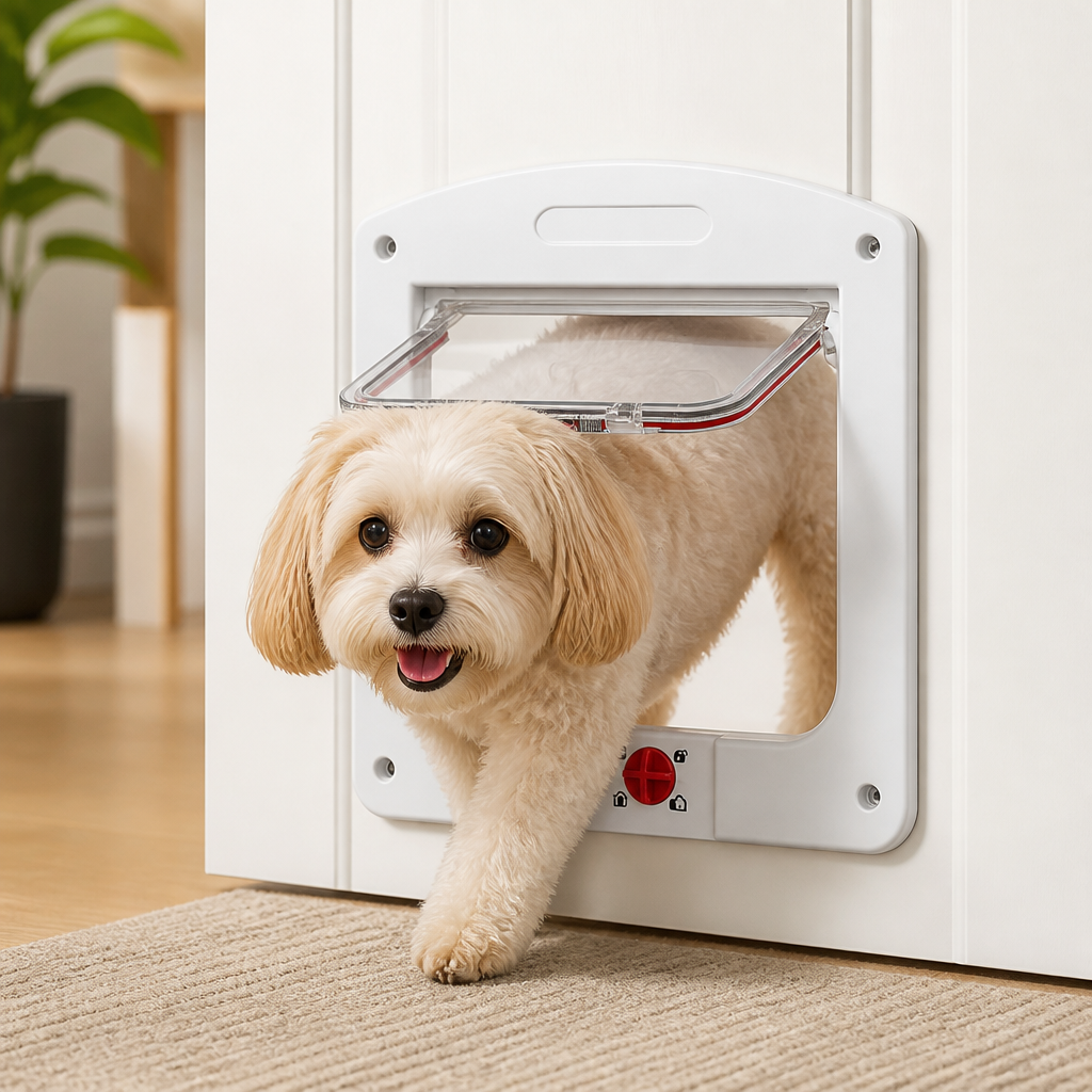 DogBedHouse 4-Way Locking & Weatherproof Pet Door