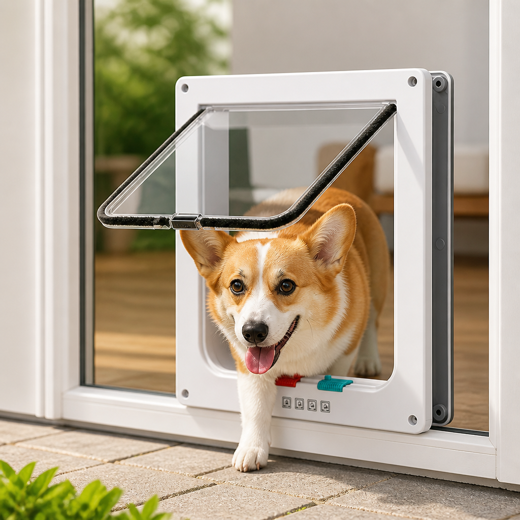 DogBedHouse 4-Way Locking Weatherproof Pet Door