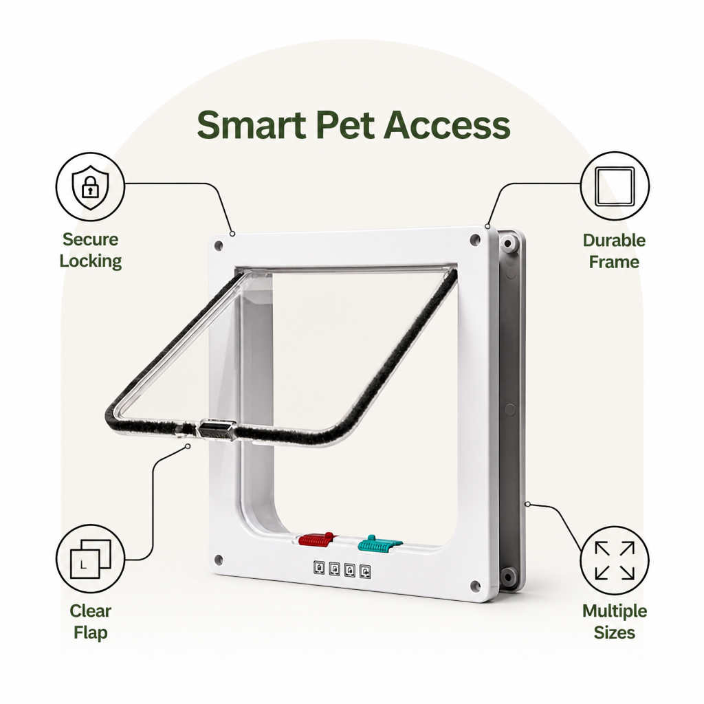 DogBedHouse 4-Way Security Cat & Small Dog Flap Door