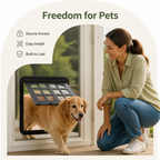 DogBedHouse 4-Way Self-Closing Dog Screen Door (Fits Screen Doors & Windows)