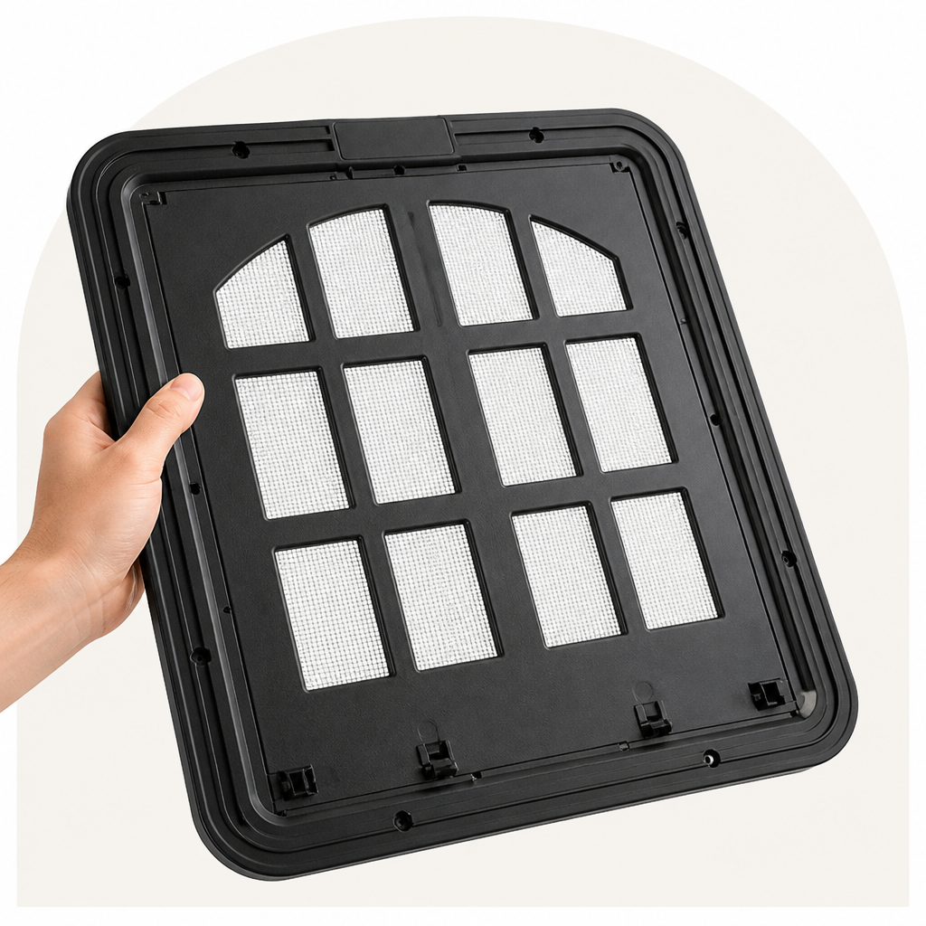 DogBedHouse 4-Way Self-Closing Dog Screen Door (Fits Screen Doors & Windows)