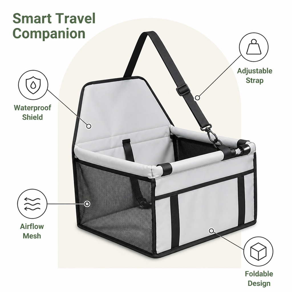 DogBedHouse 600D Oxford Waterproof Foldable Car Seat Carrier