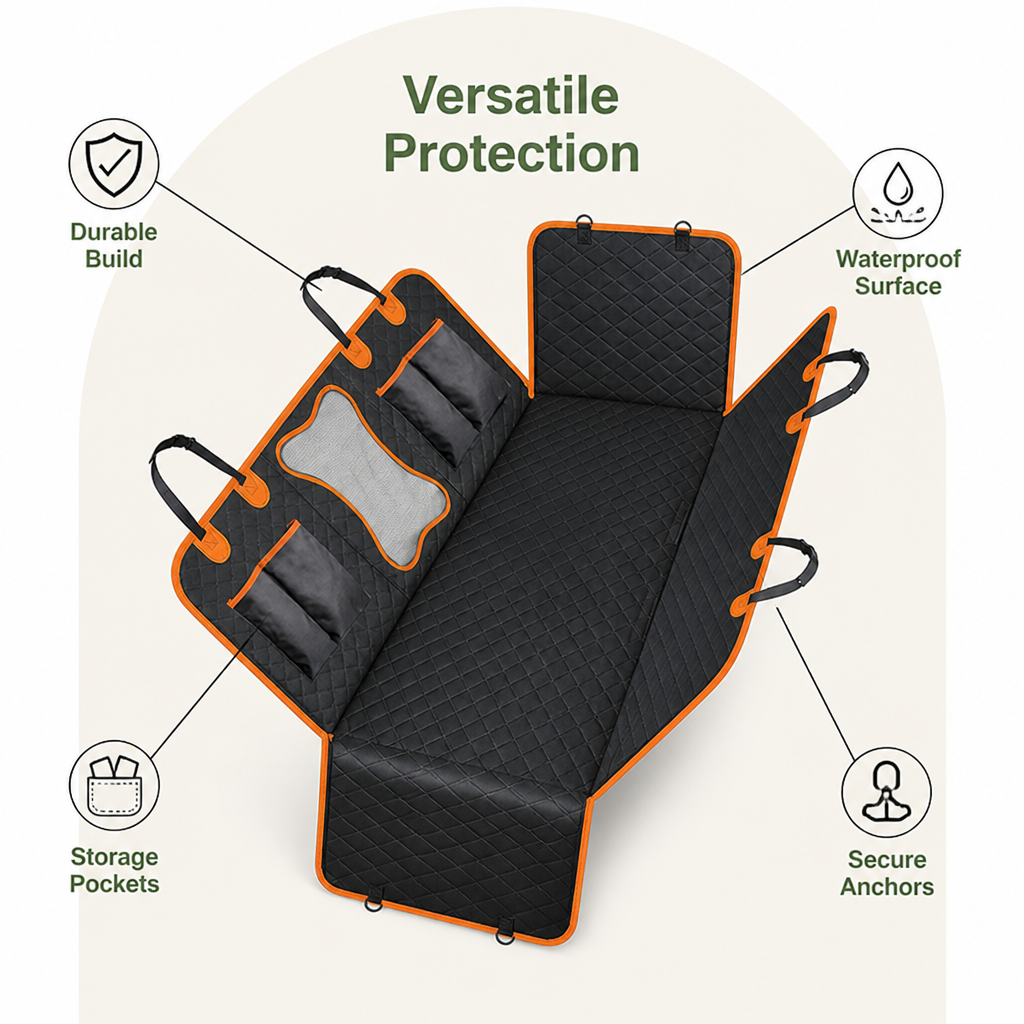 DogBedHouse 600D Waterproof Convertible Car Seat Cover
