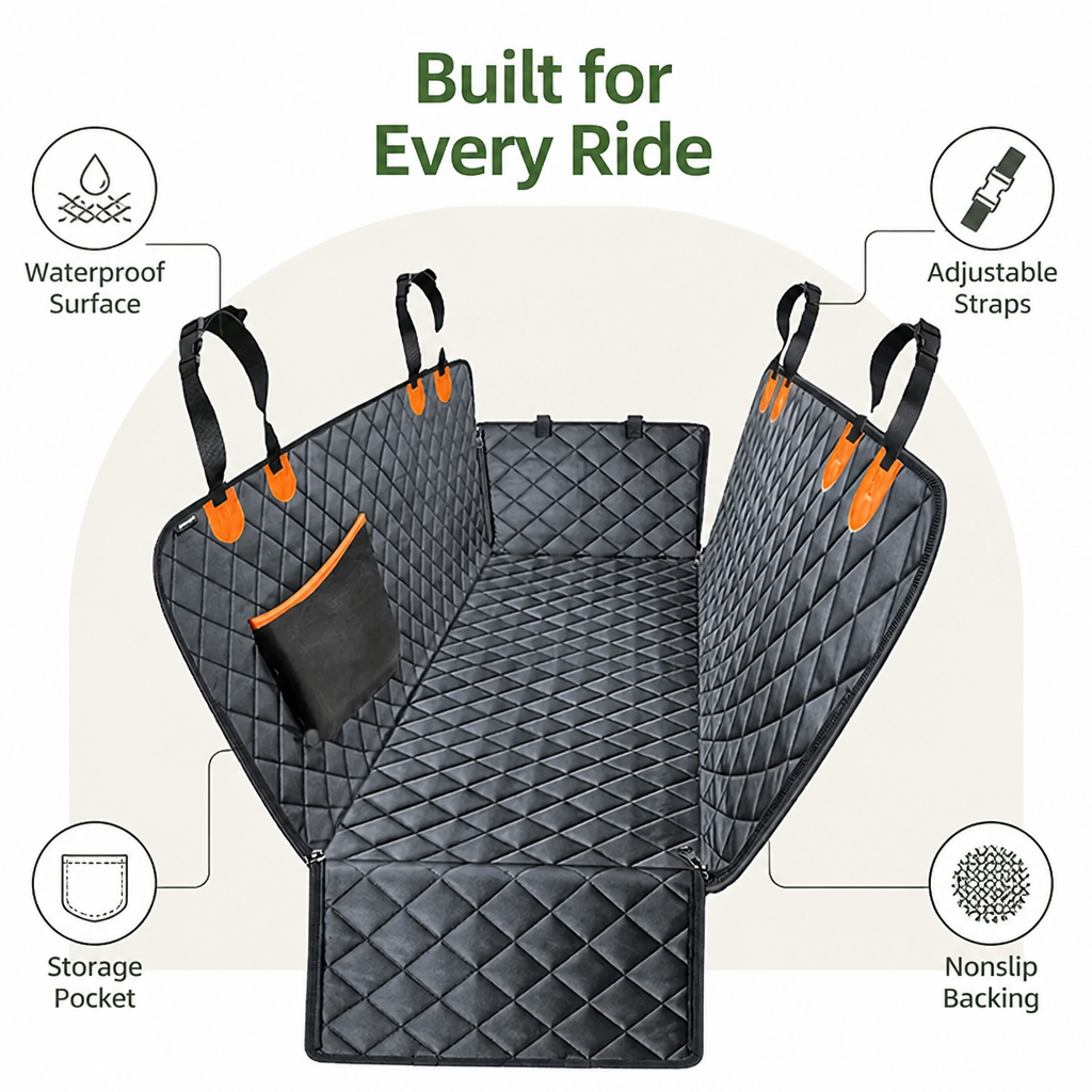 DogBedHouse 600D Waterproof & Nonslip Car Seat Cover (Hammock Style)