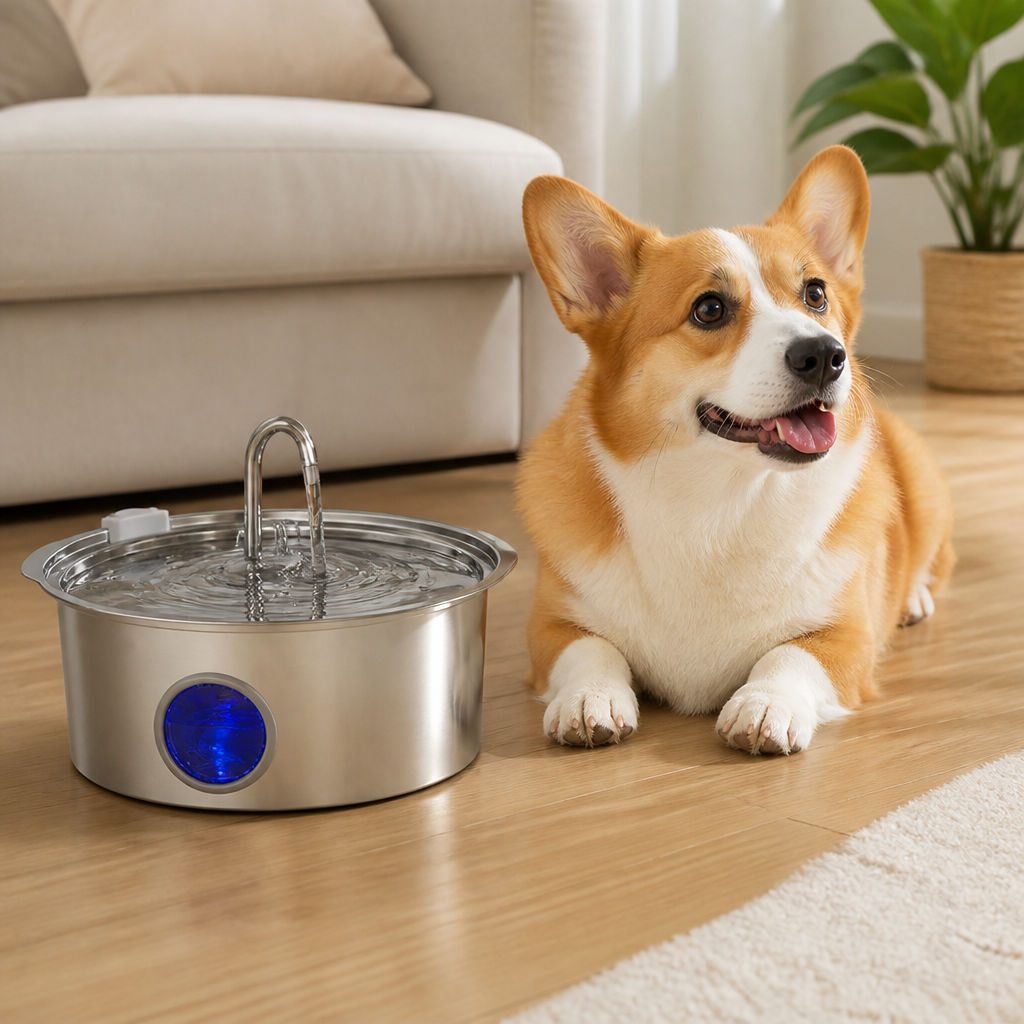 DogBedHouse 7L Stainless Steel & Filtered Pet Water Fountain