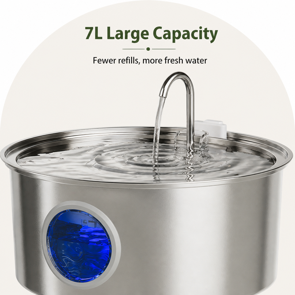 DogBedHouse 7L Stainless Steel & Filtered Pet Water Fountain