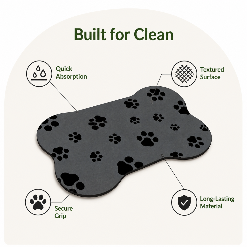 DogBedHouse Absorbent Diatom Mud & Anti-Slip Feeding Mat