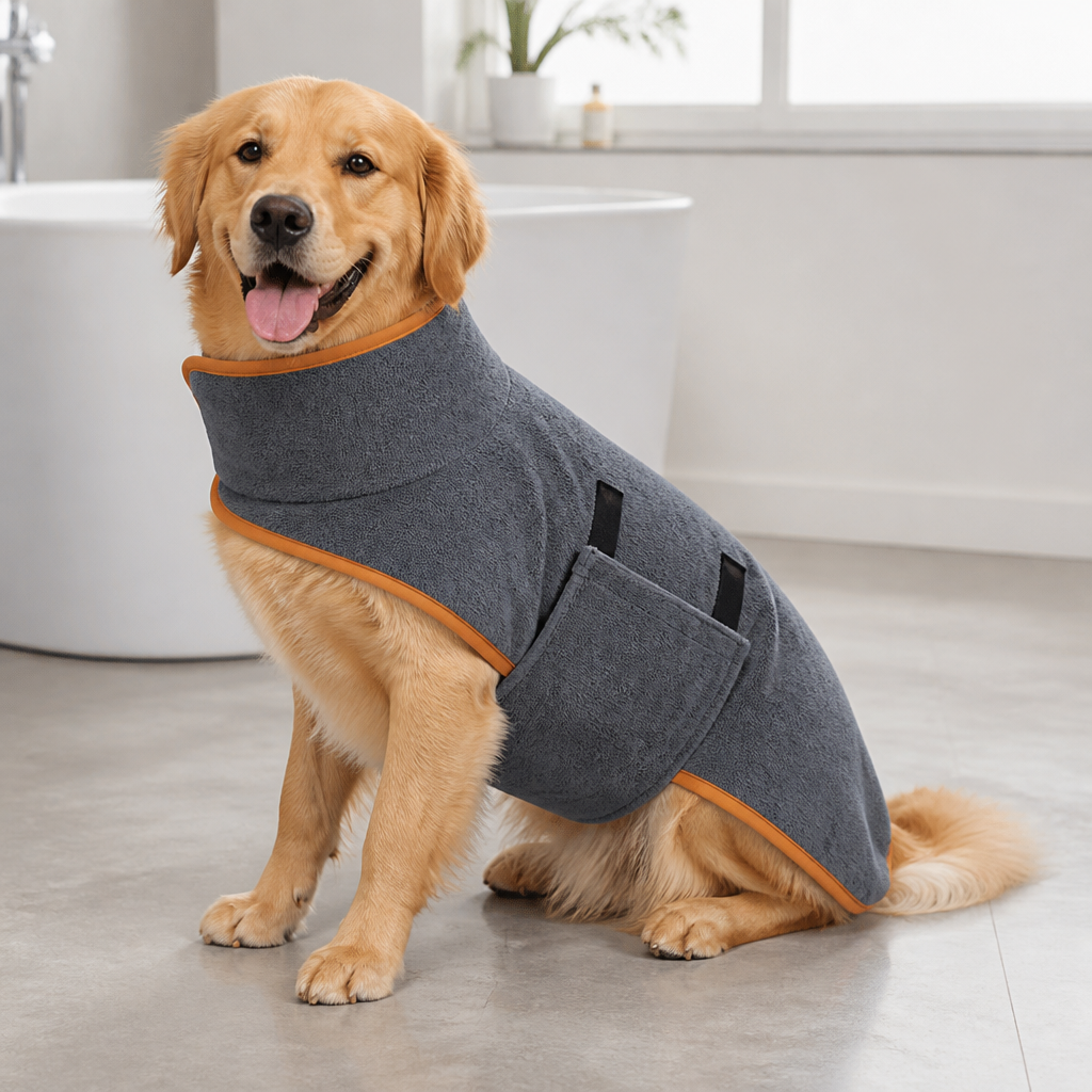 DogBedHouse Absorbent & Quick-Dry Full-Body Pet Bathrobe (Hooded)