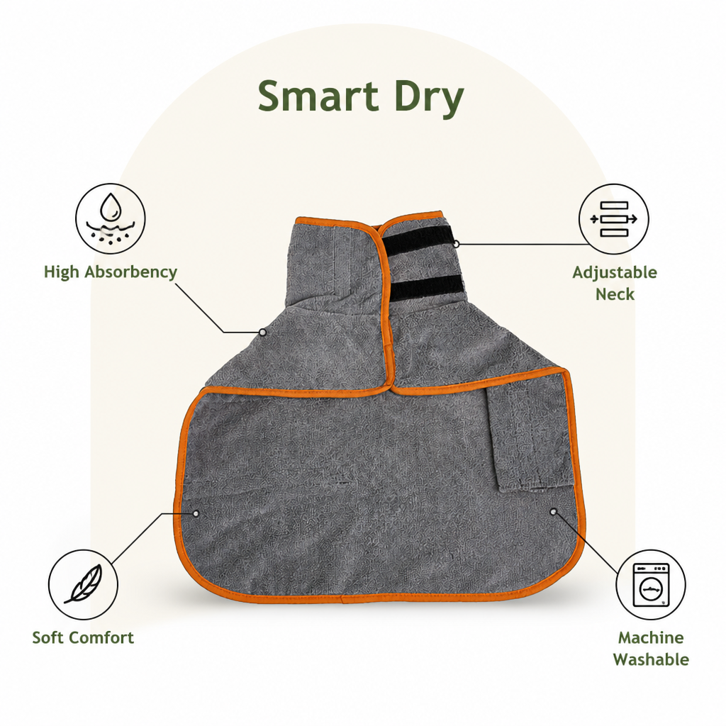 DogBedHouse Absorbent & Quick-Dry Full-Body Pet Bathrobe (Hooded)