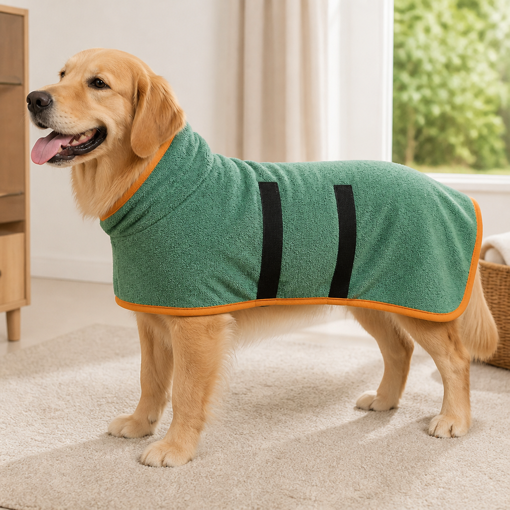 DogBedHouse Absorbent & Quick-Dry Full-Body Pet Bathrobe (Hooded)