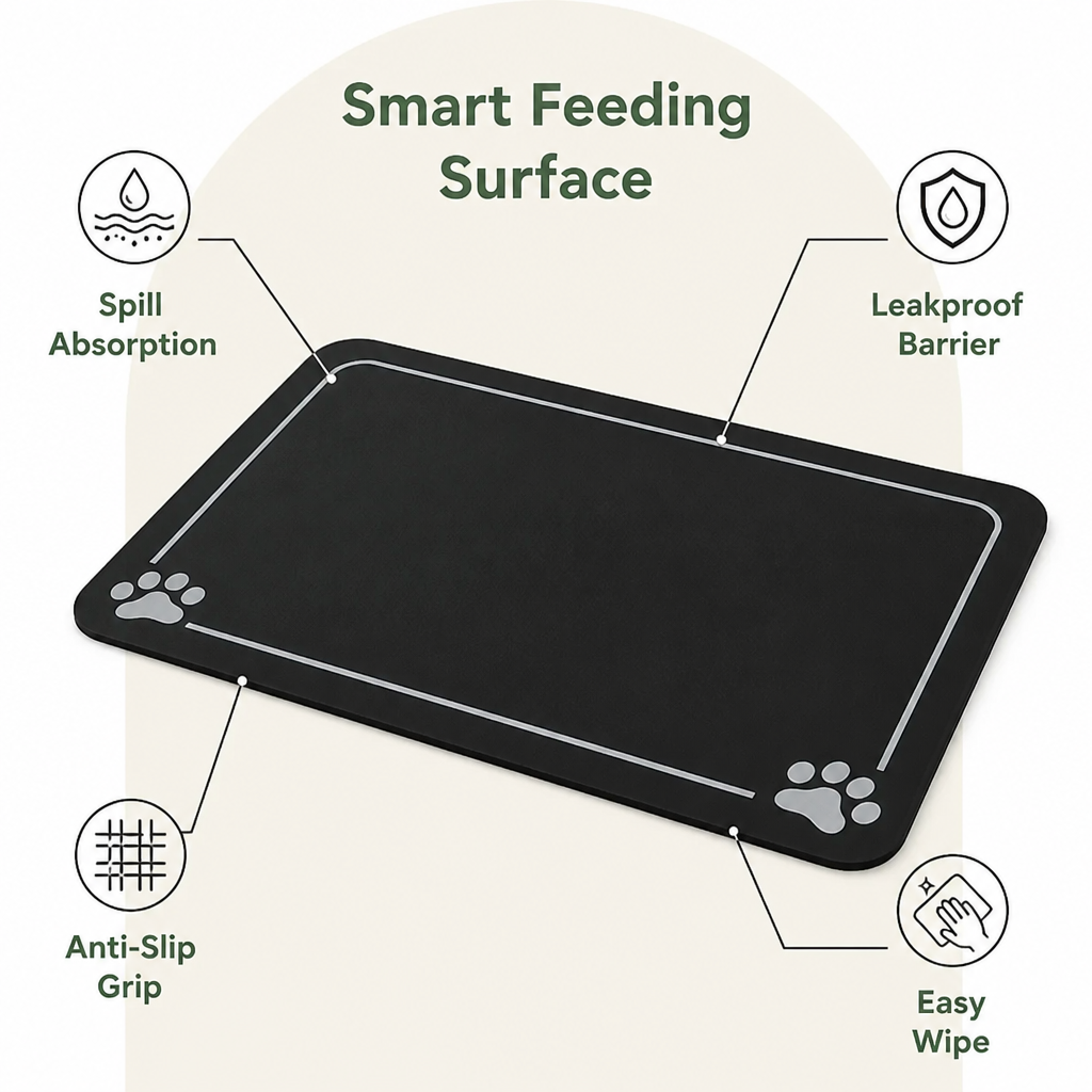 DogBedHouse Absorbent Quick-Dry & Non-Slip Pet Feeding Mat