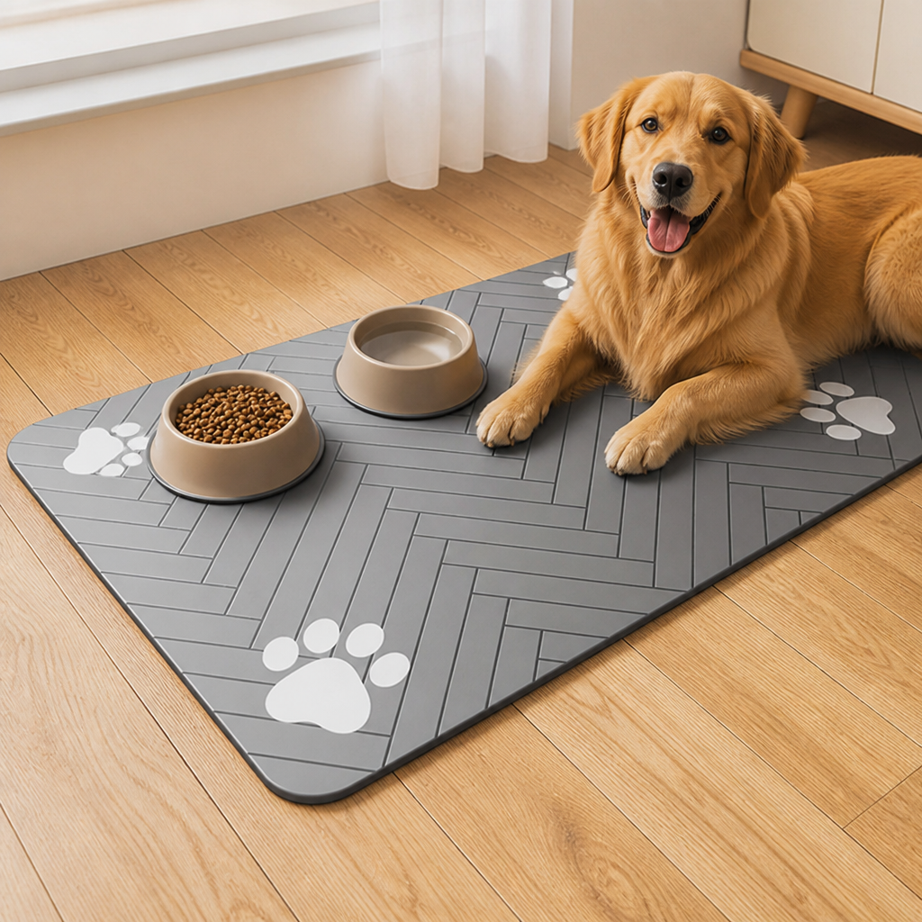 DogBedHouse Absorbent Quick-Dry Non-Slip Pet Feeding Mat