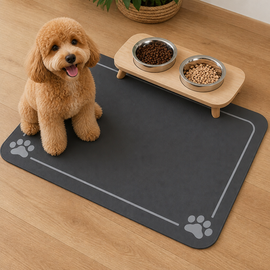 DogBedHouse Absorbent Quick-Dry & Non-Slip Pet Feeding Mat