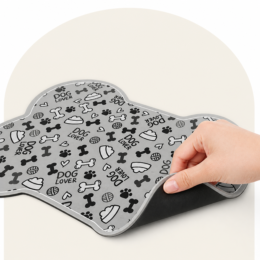 DogBedHouse Absorbent & Waterproof Bone-Shaped Pet Feeding Mat