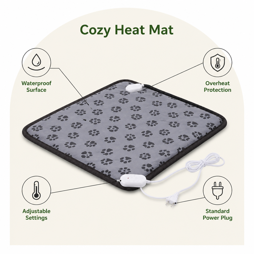 DogBedHouse Adjustable 3-Heat & Waterproof Heated Mat