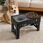 DogBedHouse Adjustable 5-Height Foldable Elevated Pet Feeder