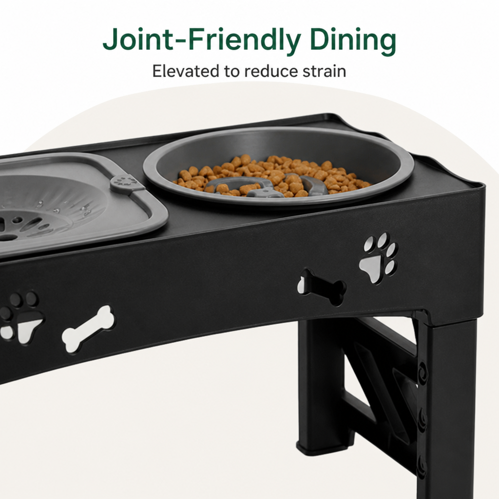 DogBedHouse Adjustable 5-Height Foldable Elevated Pet Feeder