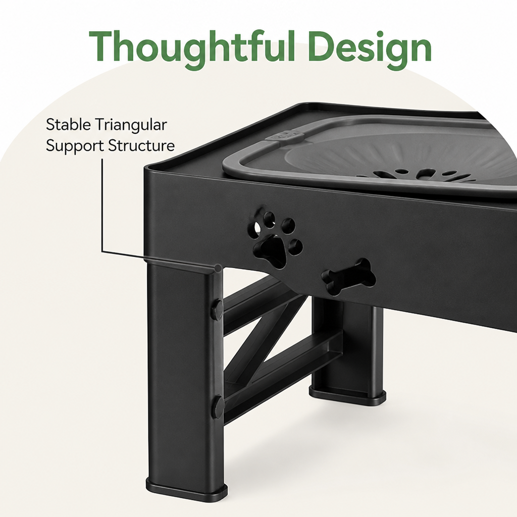 DogBedHouse Adjustable 5-Height Foldable Elevated Pet Feeder