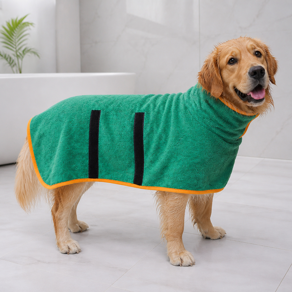 DogBedHouse Adjustable Absorbent Microfiber Pet Bathrobe