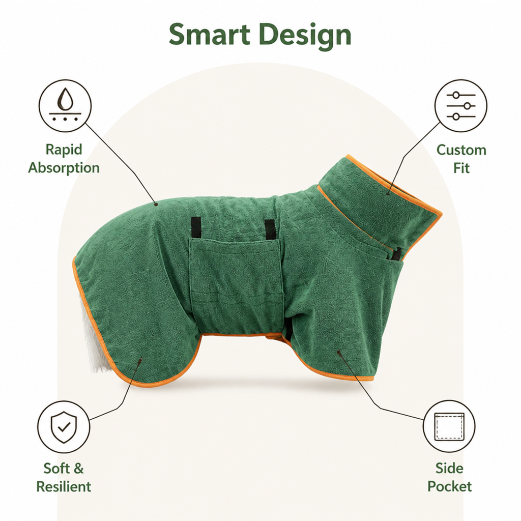 DogBedHouse Adjustable Absorbent Microfiber Pet Bathrobe