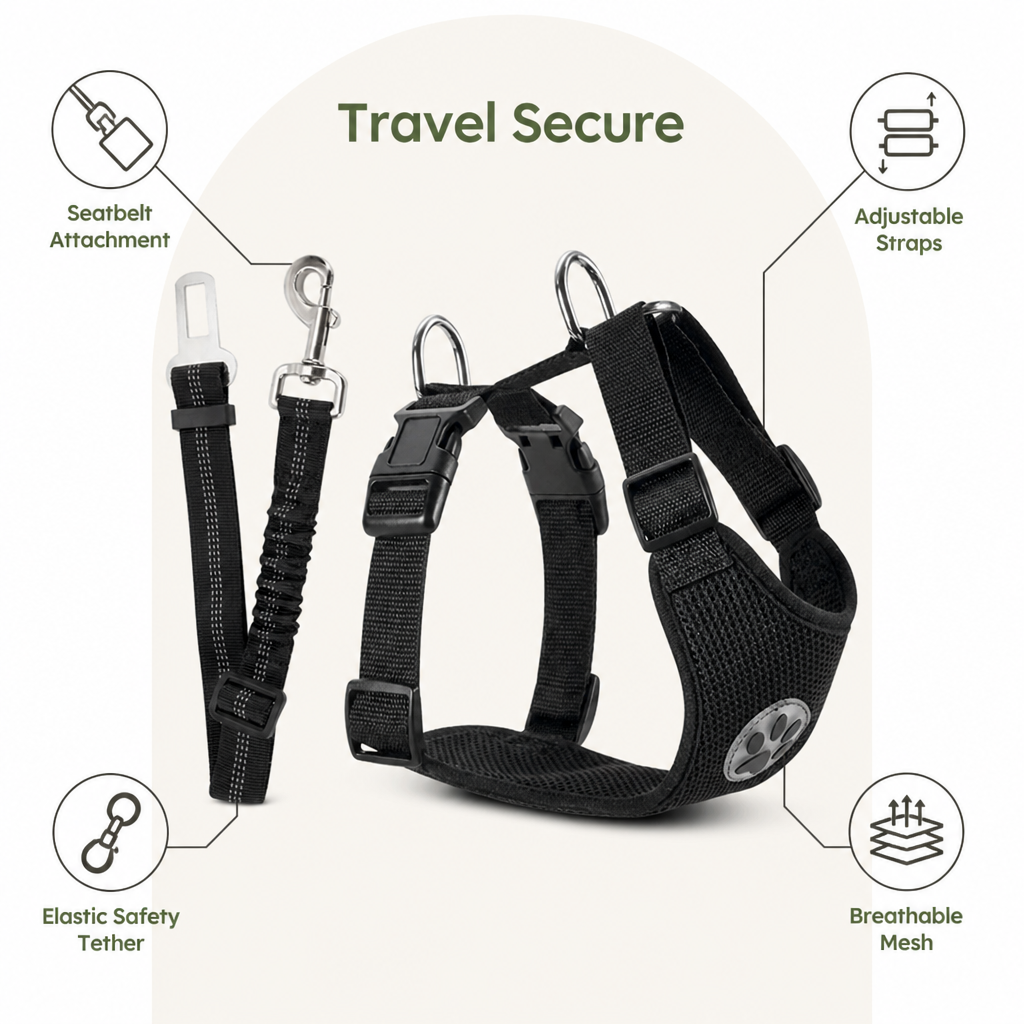 DogBedHouse Adjustable Breathable Mesh Dog Car Safety Harness