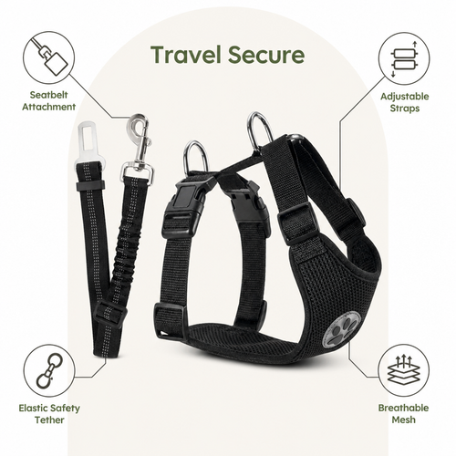 DogBedHouse Adjustable Breathable Mesh Dog Car Safety Harness
