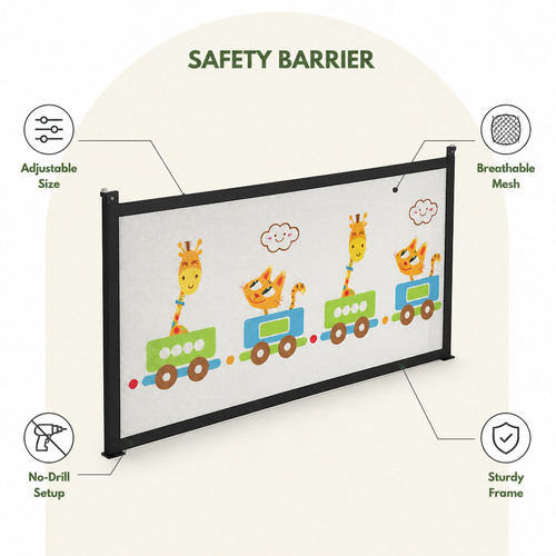 DogBedHouse Adjustable Breathable Mesh Safety Gate (No-Drill Installation)