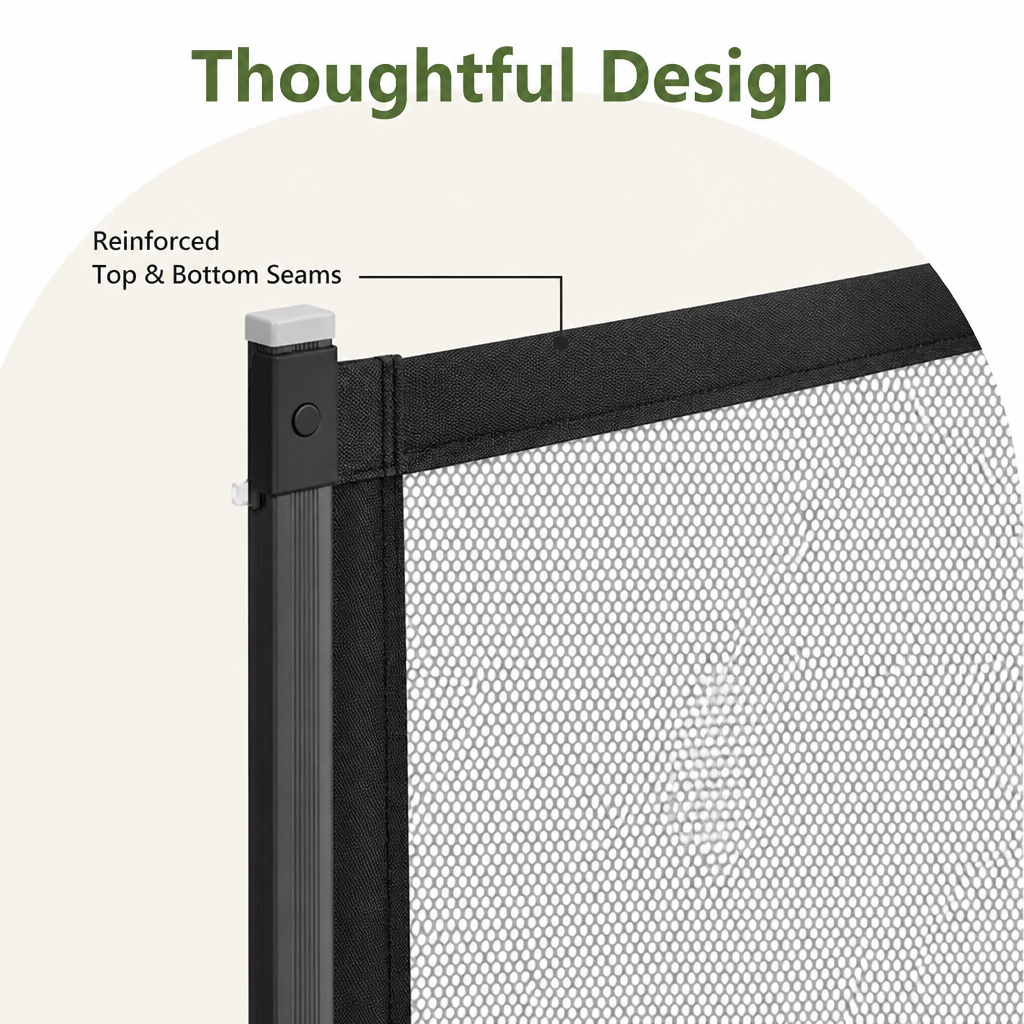 DogBedHouse Adjustable Breathable Mesh Safety Gate (No-Drill Installation)