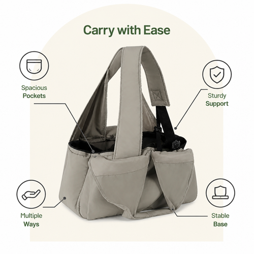 DogBedHouse Adjustable Crossbody & Hard-Bottom Pet Carrier