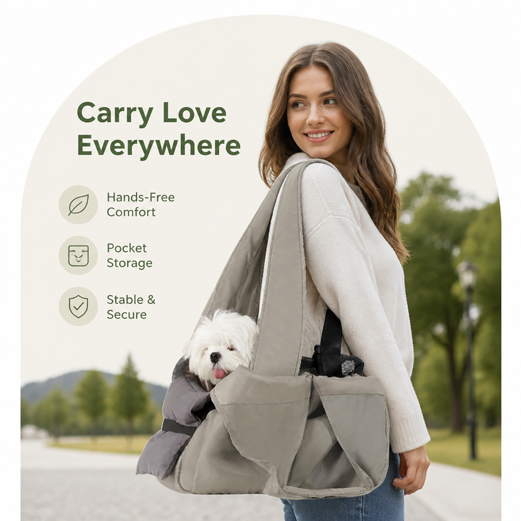 DogBedHouse Adjustable Crossbody & Hard-Bottom Pet Carrier