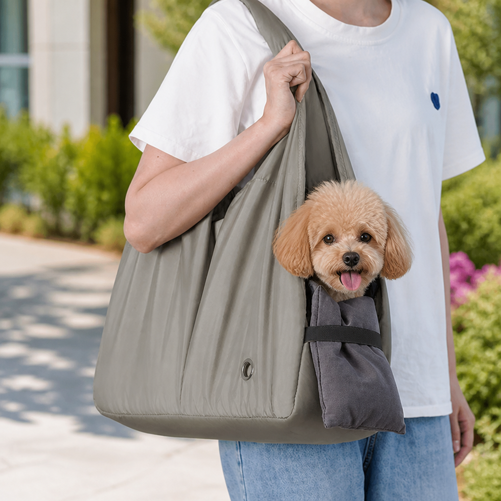 DogBedHouse Adjustable Crossbody & Hard-Bottom Pet Carrier