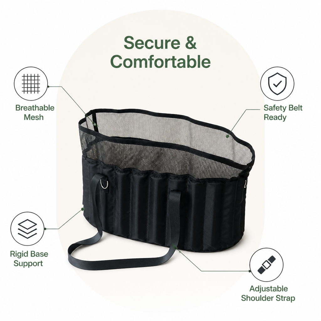 DogBedHouse Adjustable Crossbody & Safety-Belt Travel Carrier