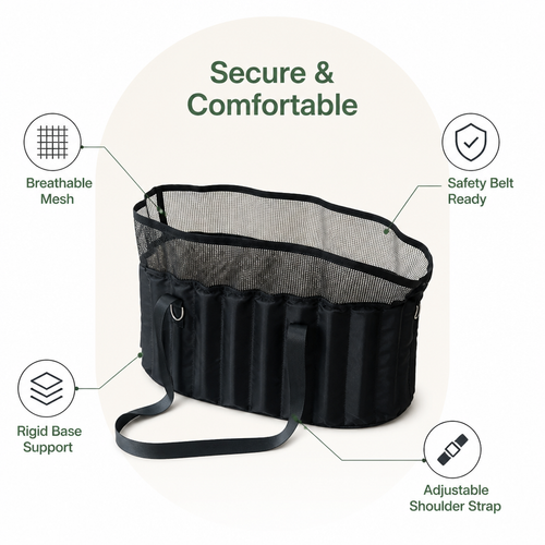 DogBedHouse Adjustable Crossbody & Safety-Belt Travel Carrier