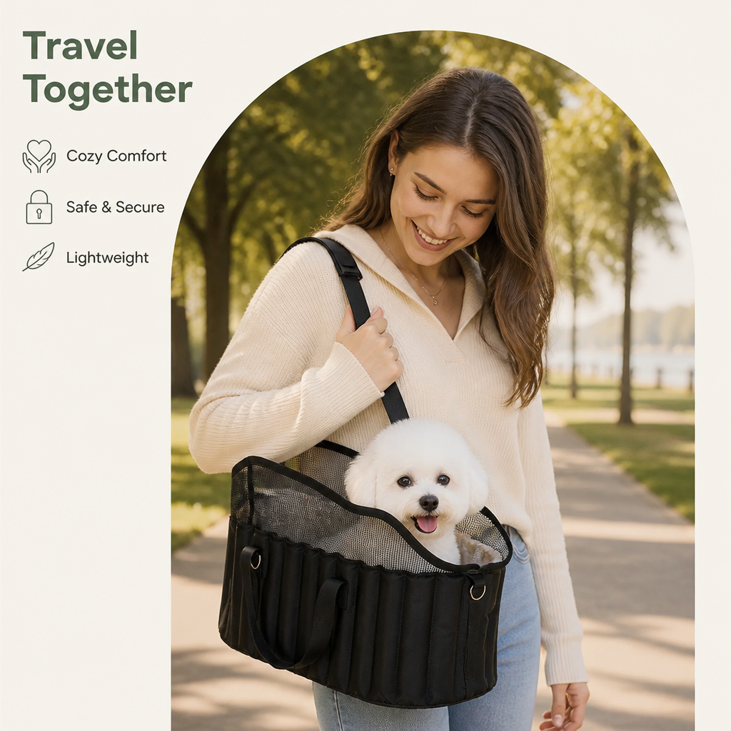DogBedHouse Adjustable Crossbody & Safety-Belt Travel Carrier