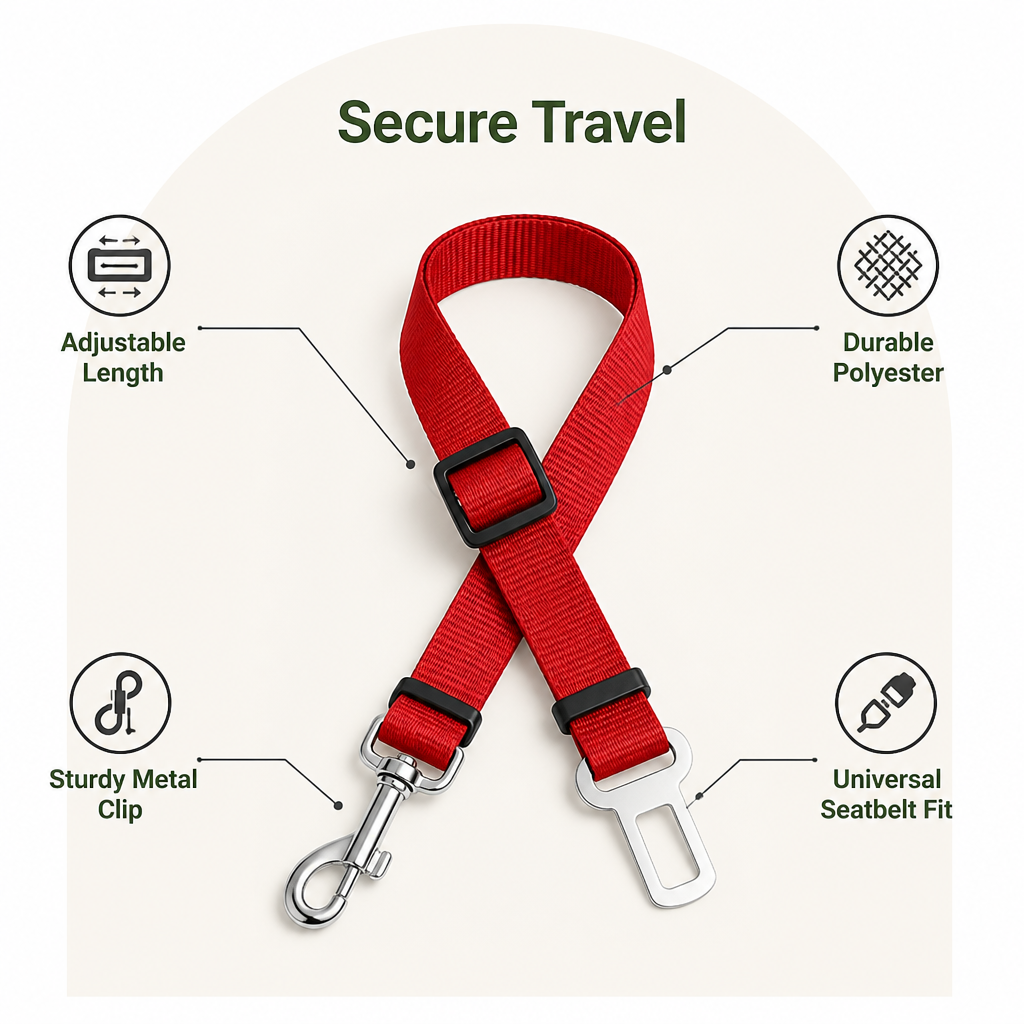 DogBedHouse Adjustable & Durable Polyester Car Seat Belt