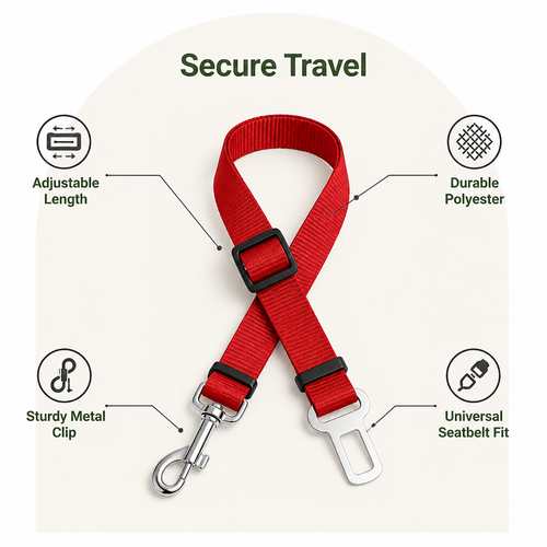 DogBedHouse Adjustable & Durable Polyester Car Seat Belt