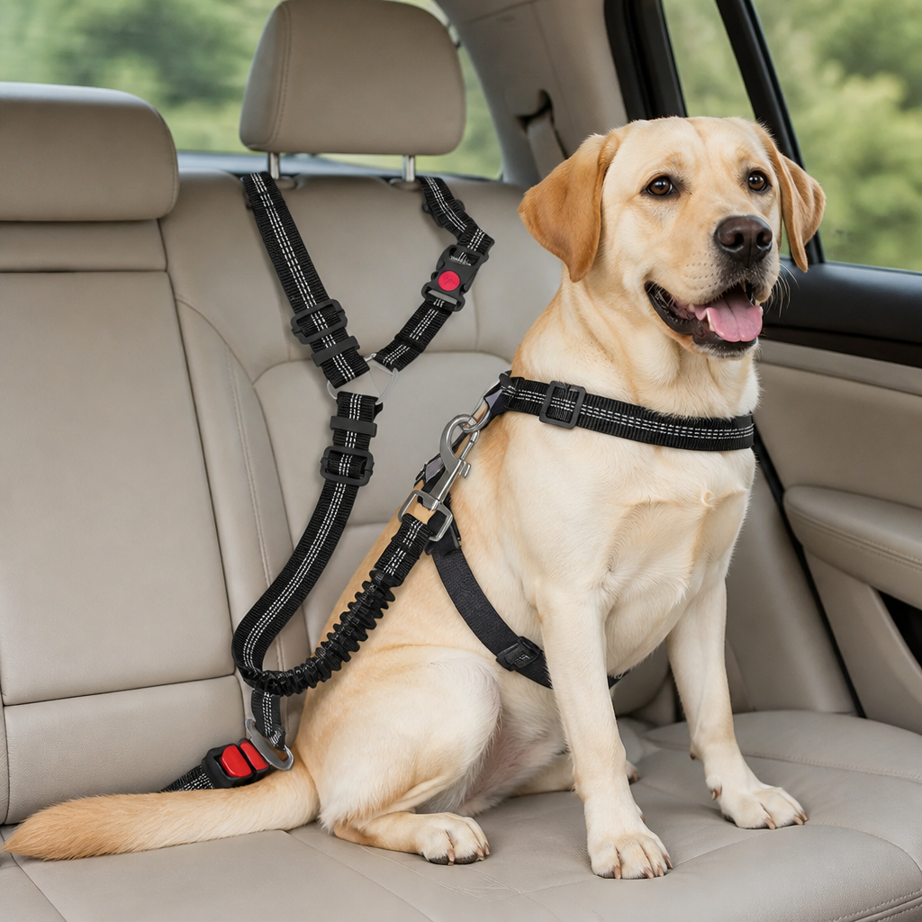 DogBedHouse Adjustable Elastic Bungee Dog Seat Belt