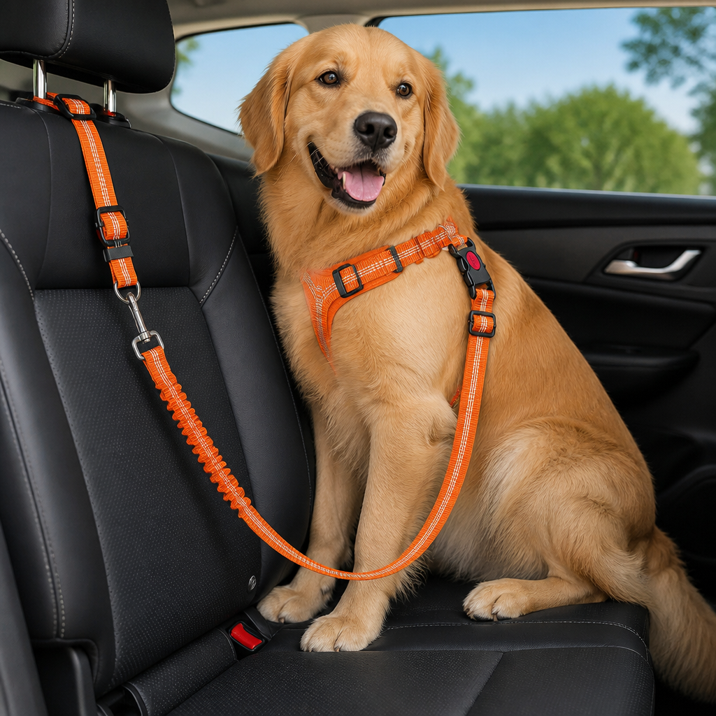 DogBedHouse Adjustable Elastic Bungee Dog Seat Belt