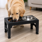 DogBedHouse Adjustable Elevated Double Stainless Steel Bowl Feeder