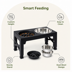 DogBedHouse Adjustable Elevated Double Stainless Steel Bowl Feeder