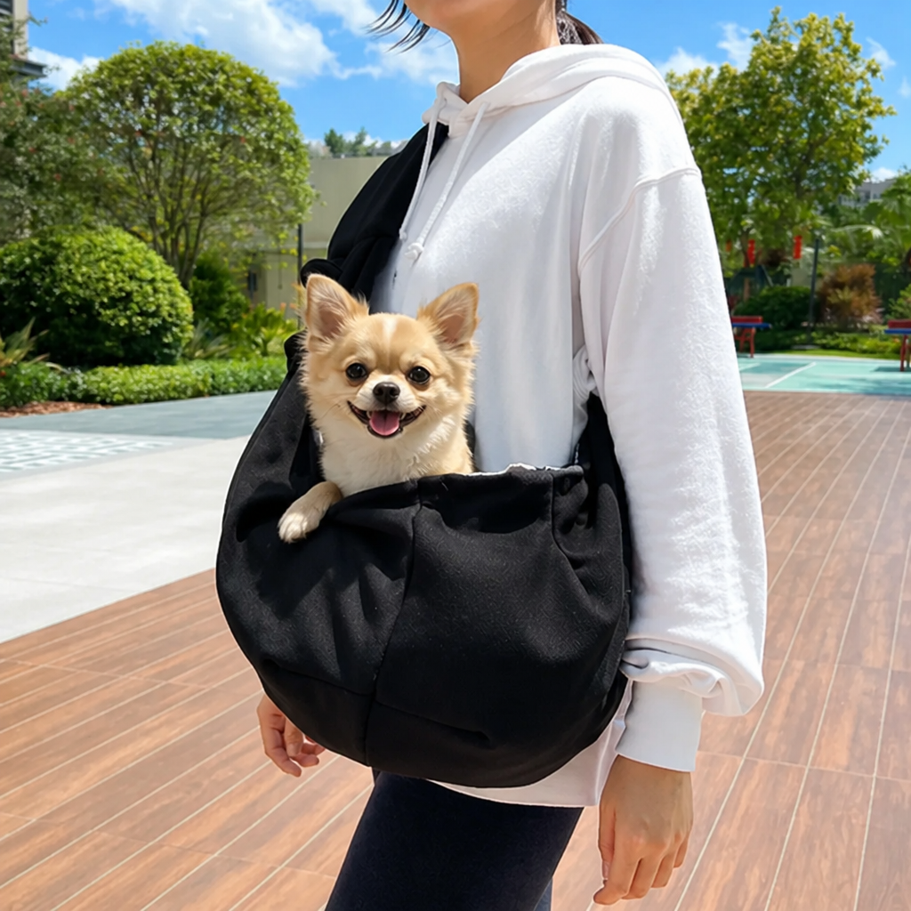 DogBedHouse Adjustable Hands-Free Pet Sling Carrier (Storage Pocket)