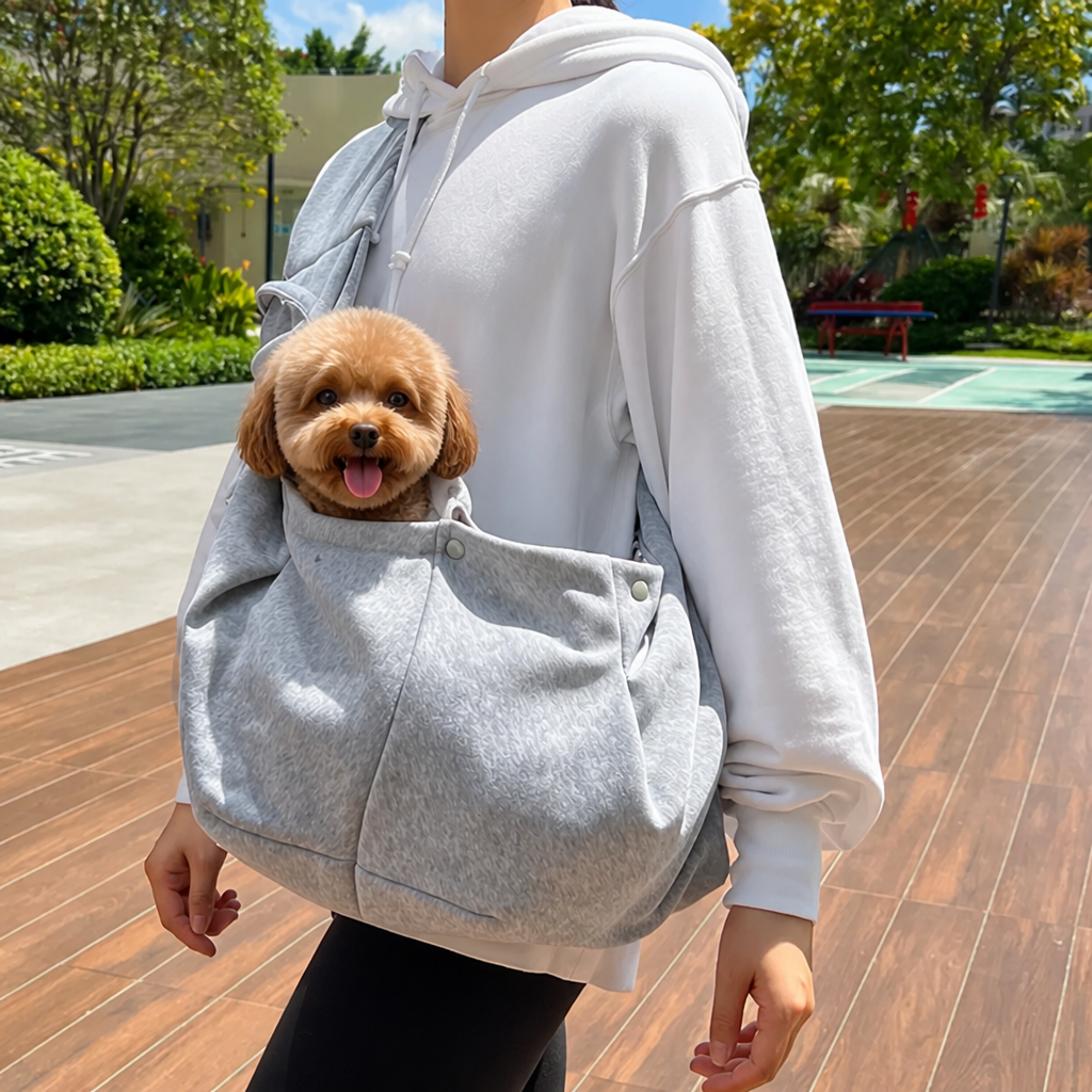 DogBedHouse Adjustable Hands-Free Pet Sling Carrier (Storage Pocket)