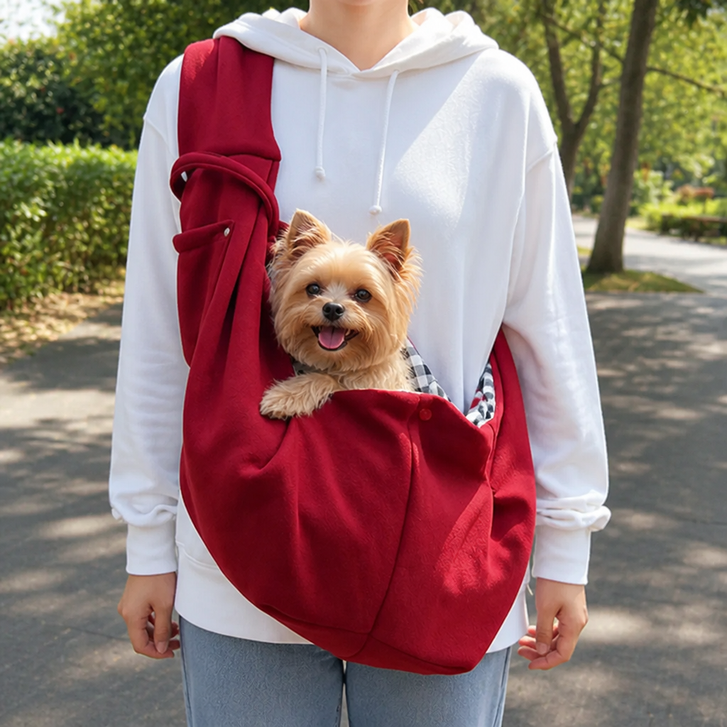 DogBedHouse Adjustable Hands-Free Pet Sling Carrier (Storage Pocket)