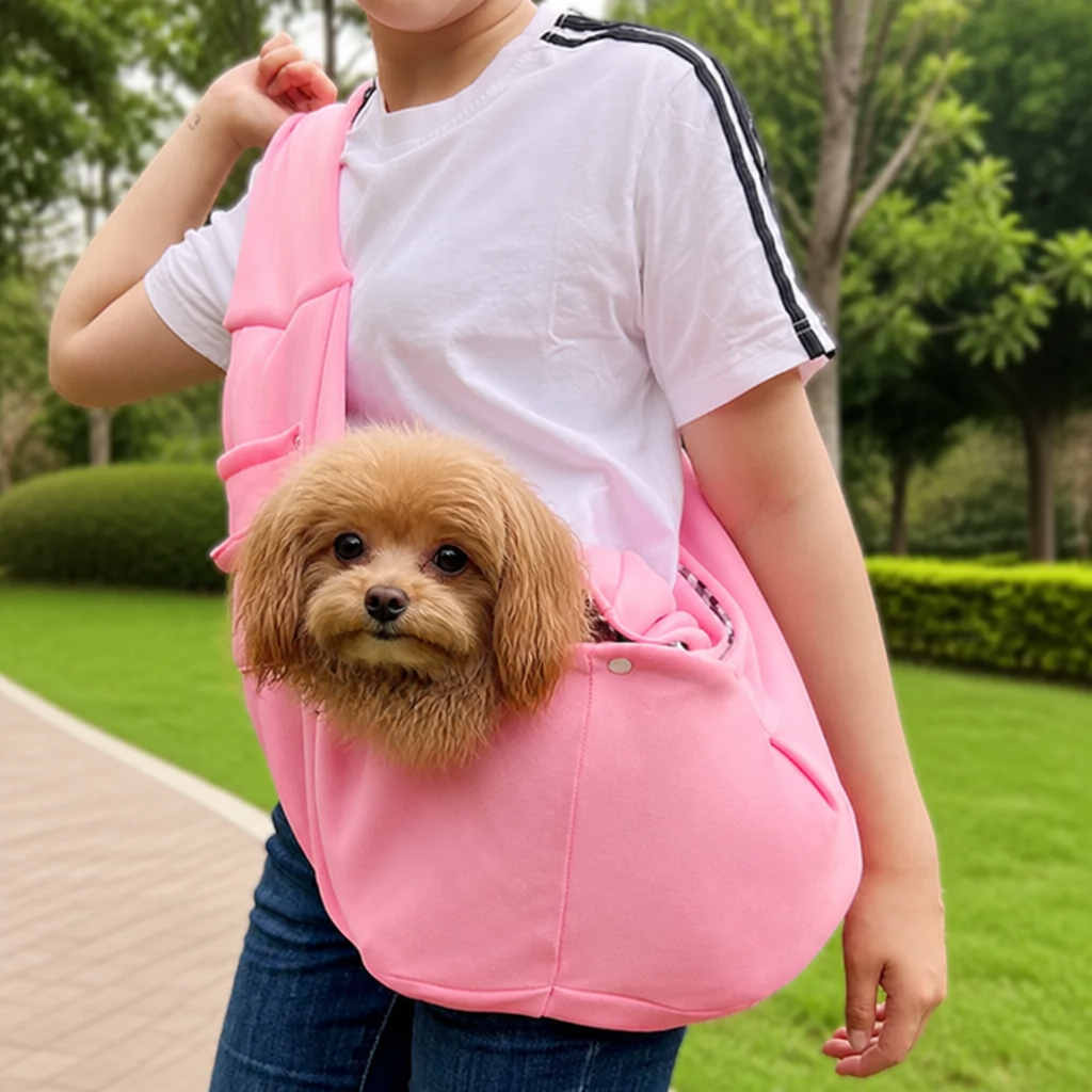 DogBedHouse Adjustable Hands-Free Pet Sling Carrier (Storage Pocket)