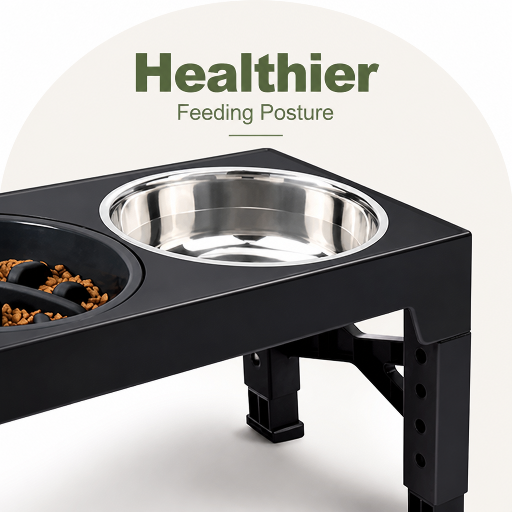 DogBedHouse Adjustable Height Dog Feeder (Double Stainless Bowls)
