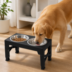 DogBedHouse Adjustable Height Dog Feeder (Double Stainless Bowls)